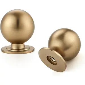 Cabinet Knobs, Round Dresser Knobs, Ball Kitchen Cabinet Hardware, 0.95" Diameter (Champagne Bronze, 12 Pack)