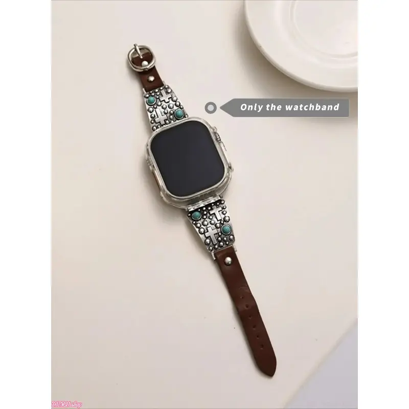 (no watch)Vintage Style Watch Band, Fashionable Watch Band for Women & Men, Trendy All-match & Exquisite Watch Band for Birthday Gift, Fashionable Watch Accessories, Pu Leather Strap, Versatile Strap, Ethnic Pattern Strap