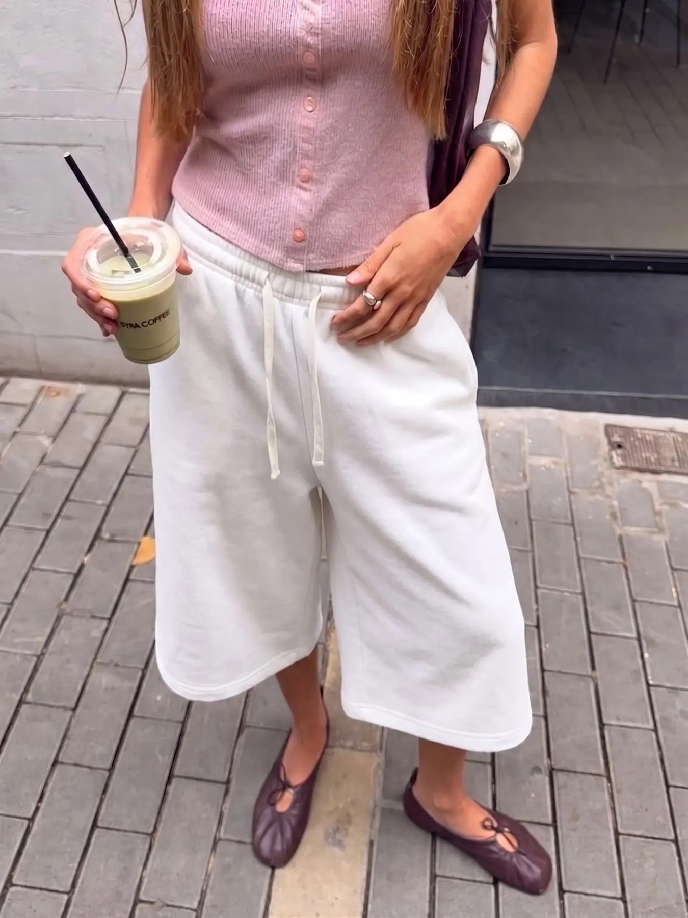 ✨Trending Culottes✨ White Drawstring Wide-Leg Cropped Sweatpants | Comfy Athleisure Aesthetic Lounge Outfit