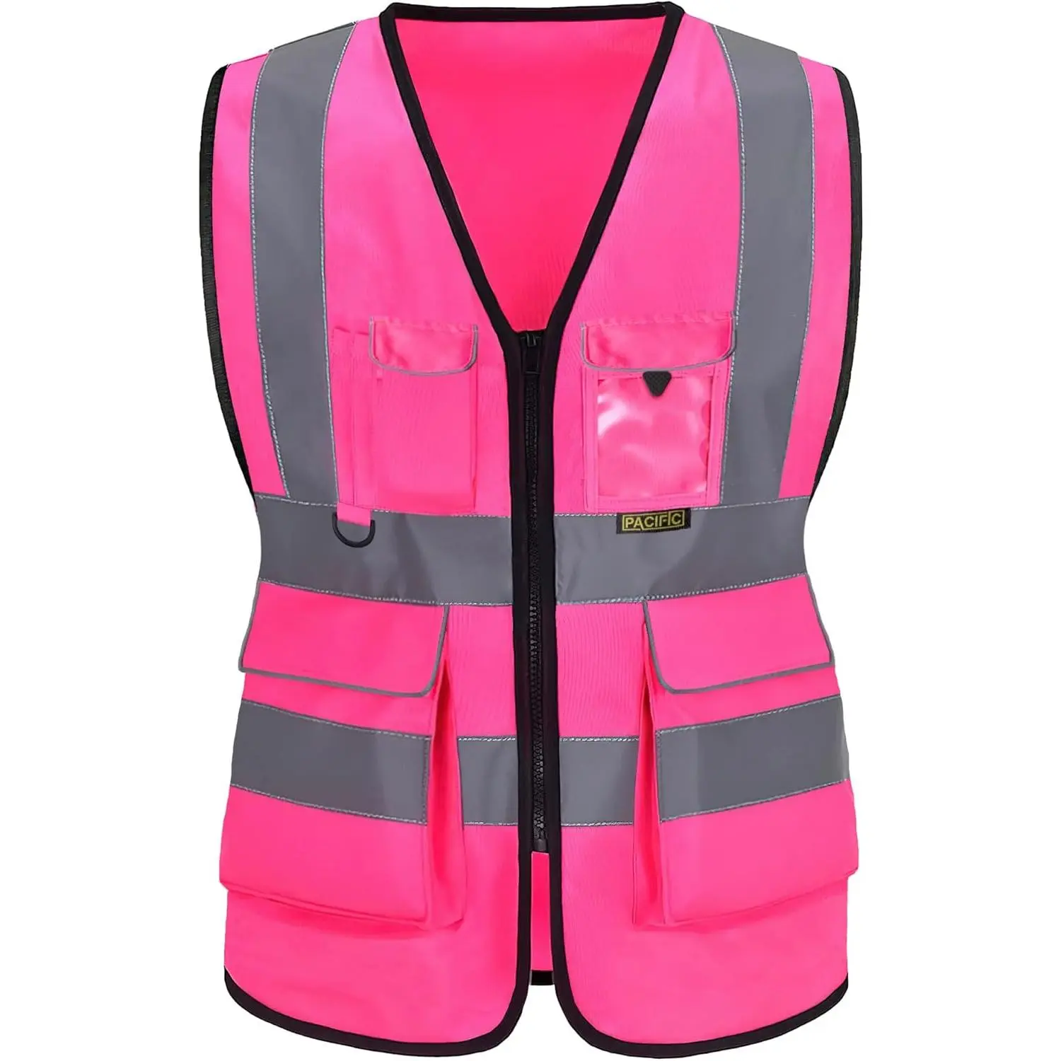 Women's High Visibility Working Safety Vest, Construction Vest with Reflective Strips, ANSI/ISEA Certified, Pink, Large, Ansi Certified