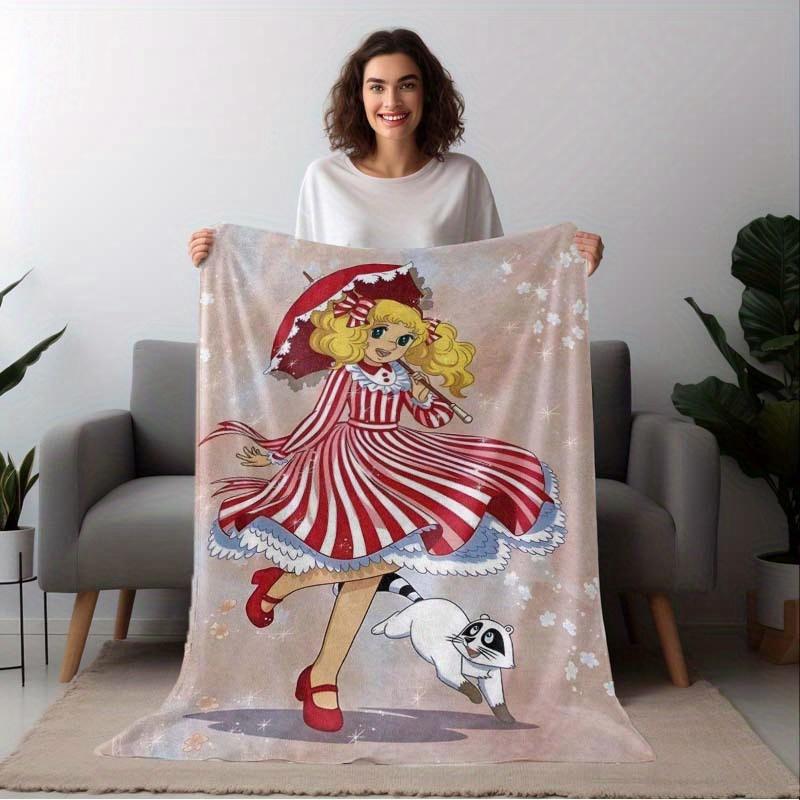 [Memorial Day Deals] Anime Candy Blanket, All-Season Comfort Wrap for Sofa, Office, Travel - Digital Print Glam Style, Ideal Christmas Birthday Gift for Friends