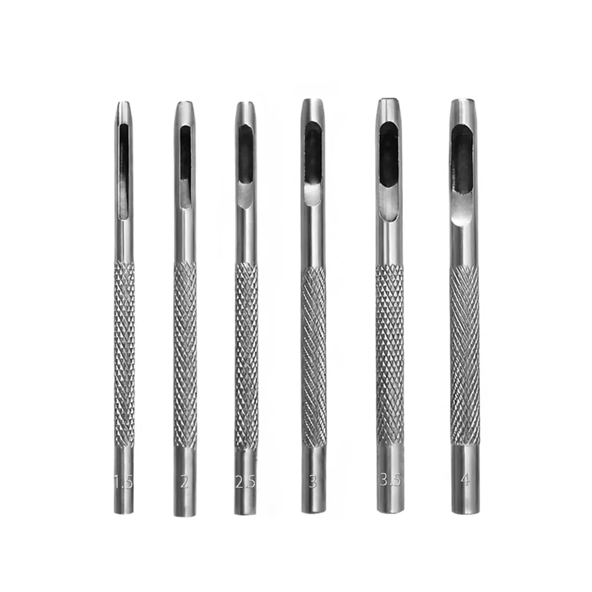 6 count Metal Hollow Hole Punching, Leather Hole Punch Tool, (1.5mm-4mm) Leather Punch Tool for Belt, DIY, Paper
