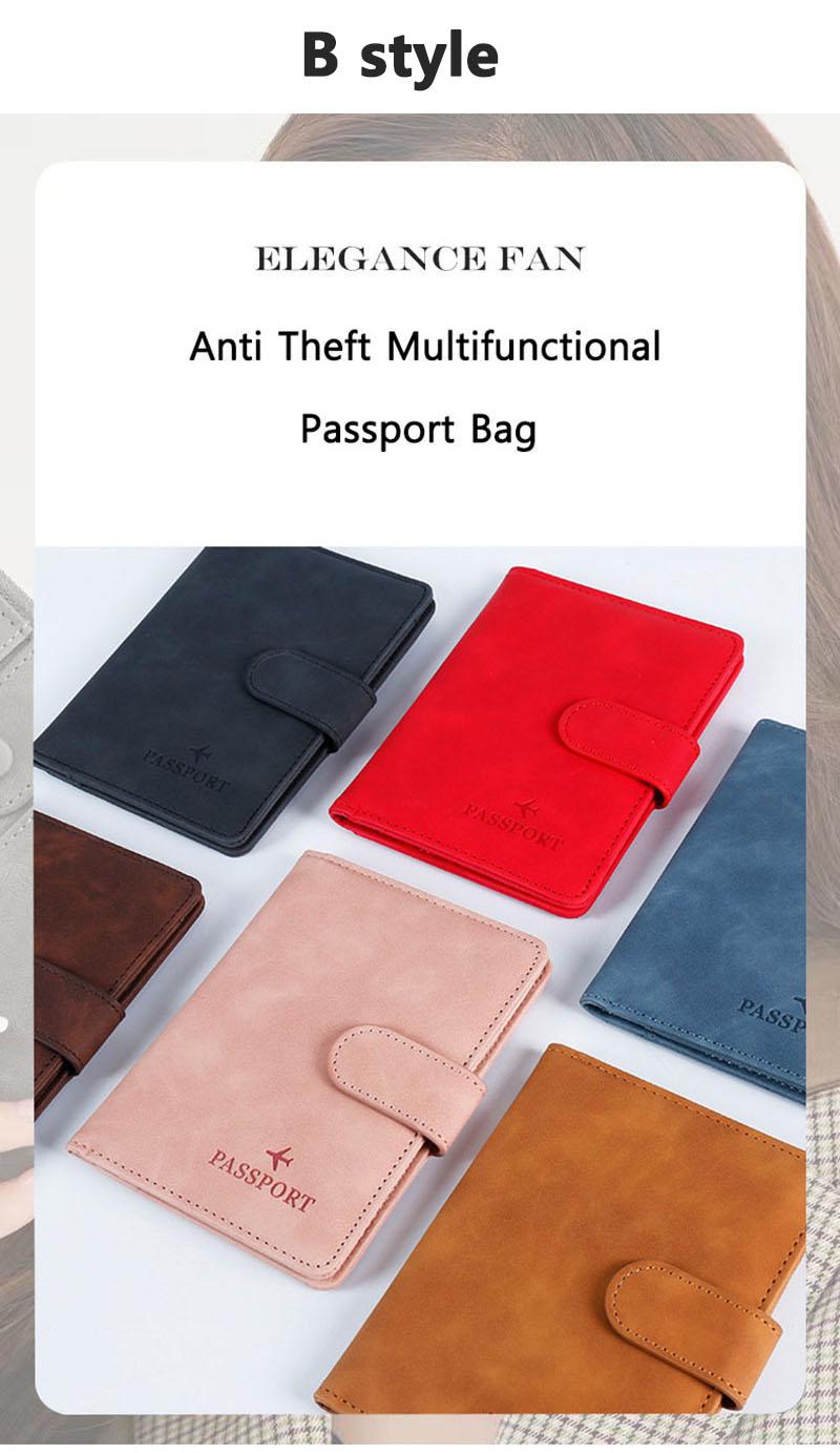 Leather Passport Holder Covers Case Waterproof Travel Credit Card Wallet Cute Passport Book for Women/Men Buckle Passport Cover