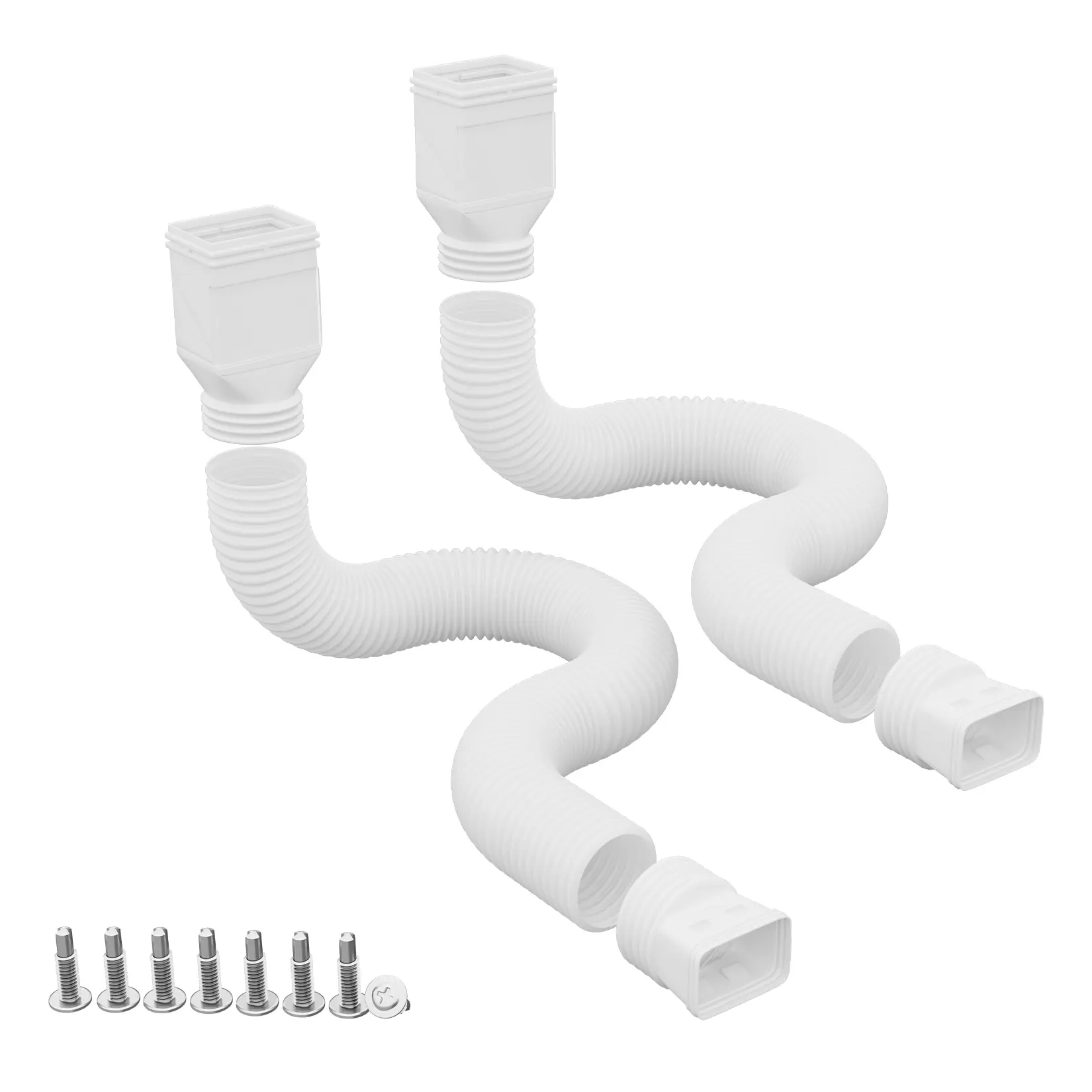Downspout Extension 2 Pack - 22" to 63" Extendable Flexible Gutter Connector for 2"x3" & 3"x4" Downspouts - Prevents Water Damage