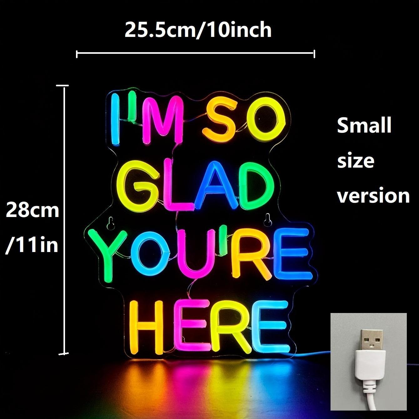 USB Powered Neon Sign, I'm So Glad You're Here Letter Neon Sign, Neon Light Sign, Decorative Neon Sign, LED Neon Lights, Indoor Decor for Home Party Festival