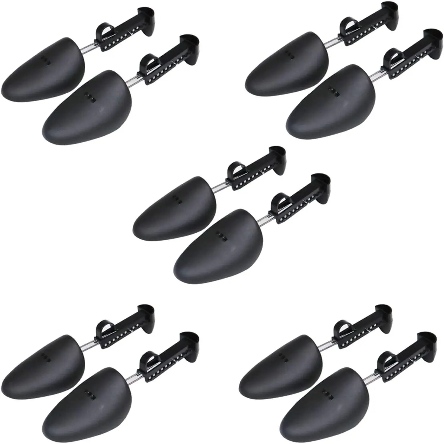 Men's Footwear Shoe Trees - 5 Pairs Adjustable-Length Practical Shoe Stretcher, Boot Holder & Shaper Support (Black)