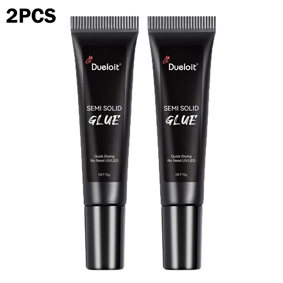 2PCS New Super Strong 15g Nail Glue for Press-On Nails Tips – Quick-Drying Semi-Solid Adhesive Gel, No UV Light Needed, Long-Lasting Fake Acrylic Nails Kit for Easy Application at Home or Salon