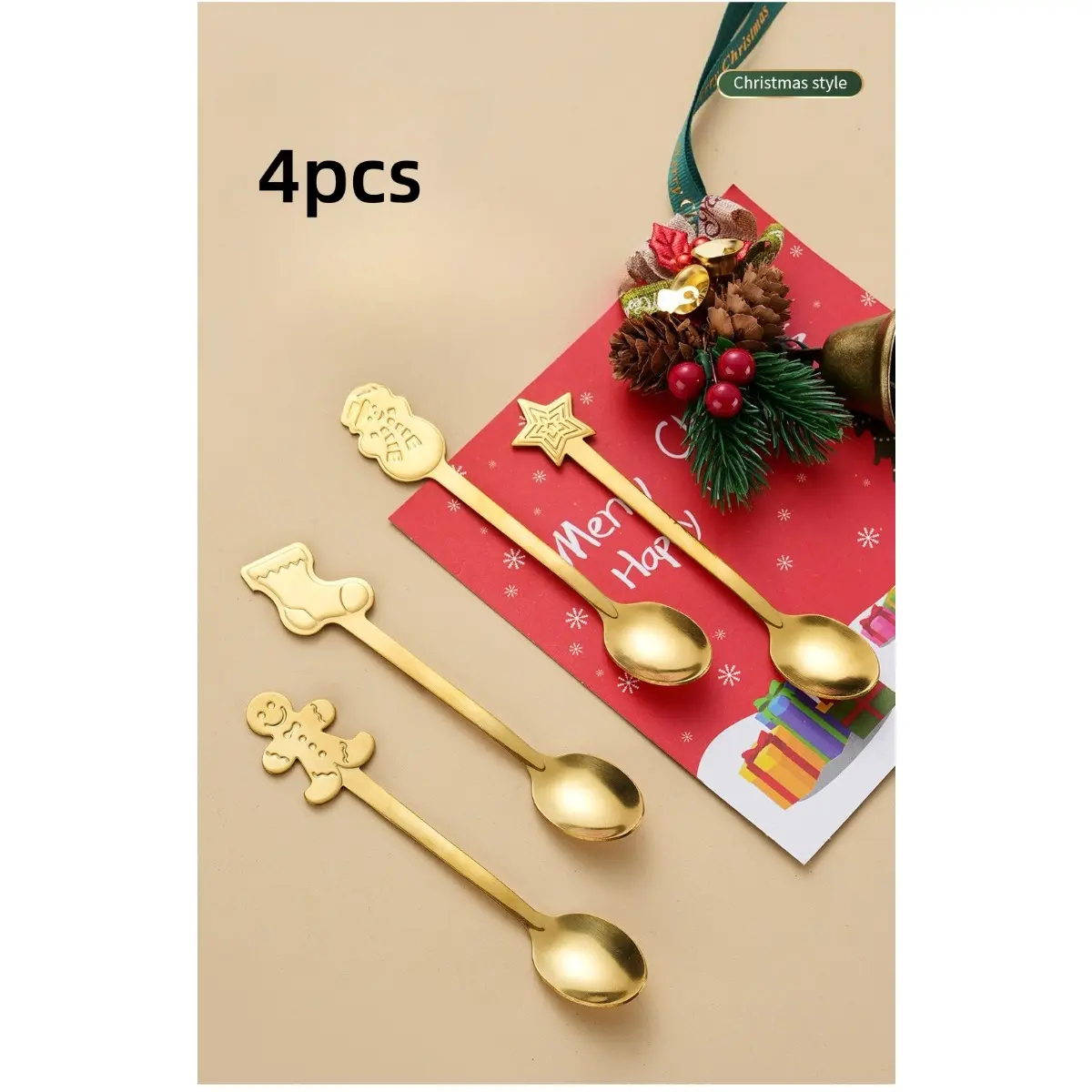 Christmas Spoon Set, Cute Cartoon Dessert Spoons, Creative Holiday Gift Box, Coffee Spoons, Festive Tableware, Utensil, Perfect Christmas Present