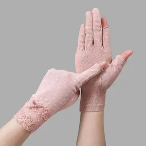 Women Sunscreen Gloves Female Summer Spring Sun Protection Gloves Cycling Driving Running Thin Elastic Anti-UV Mittens