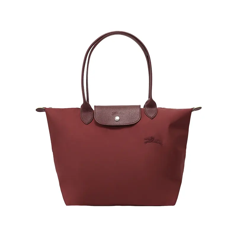 Longchamp Le Pliage Green Foldable Tote Bag for Women, Medium Size, Pomegranate Color
