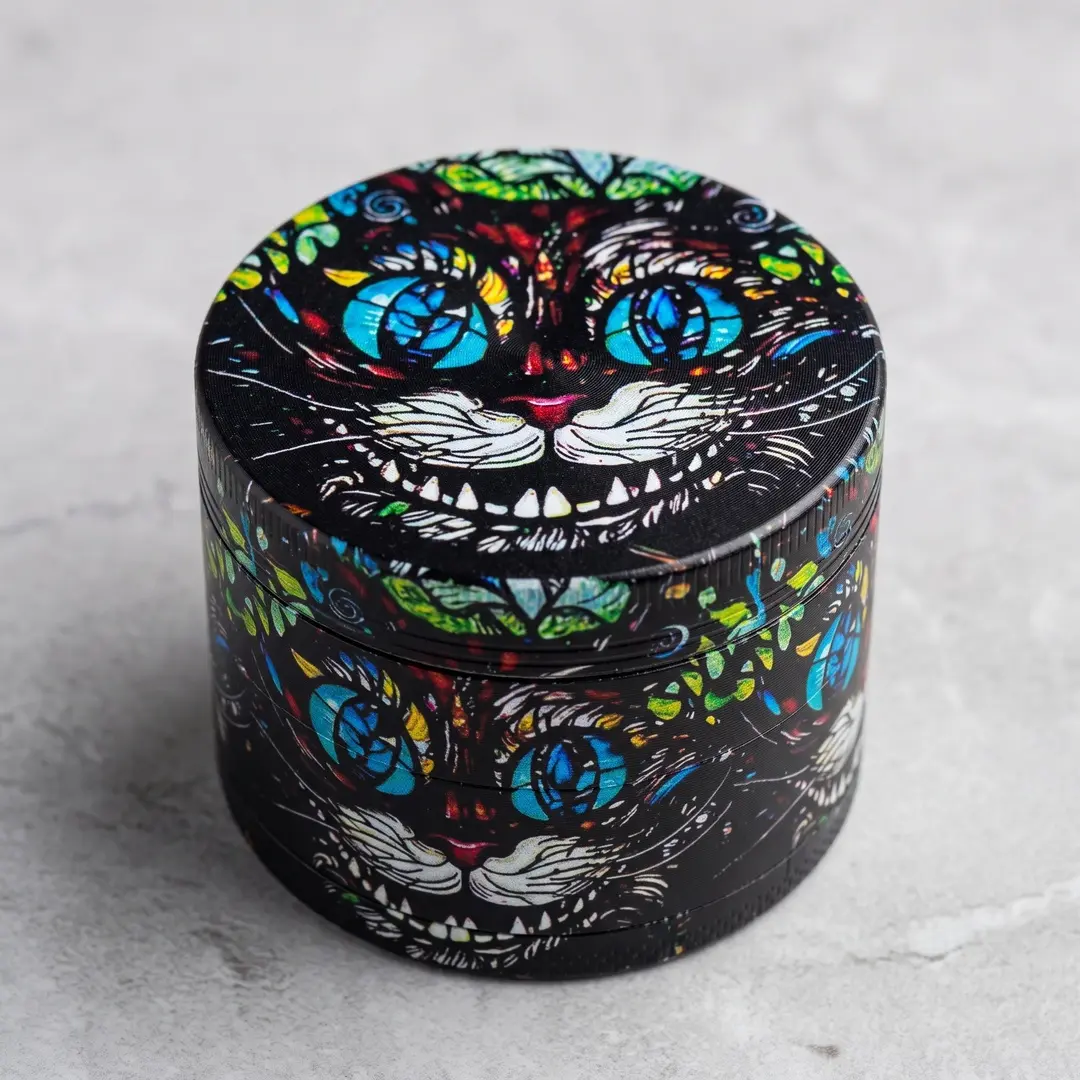 1.97 inch 50mm Black Cat Pattern Metal Manual Spice Mill Four Layer Salt Pepper Grinder Zinc Alloy Kitchen Seasoning Tool Gift