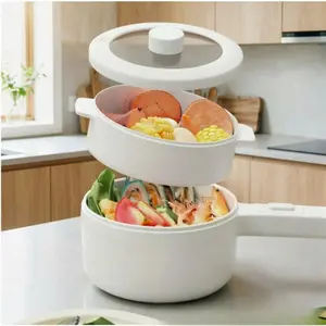 Electric Cooker Nonstick Ceramic Skillet Pan Hot Pot Mini Cooker with Lid Steamer  nice gift for  home
