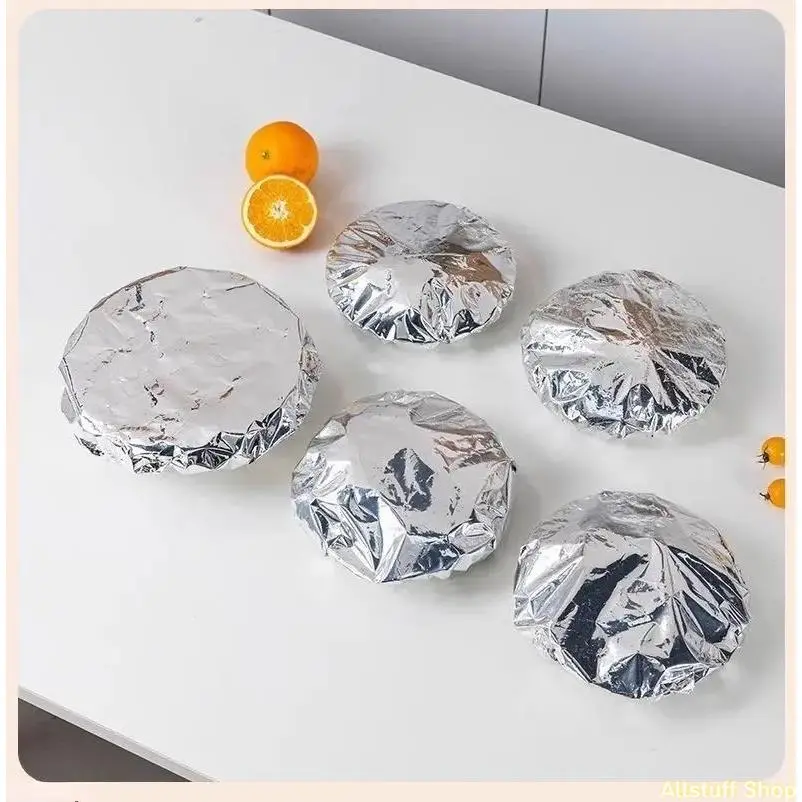 50-pack reusable, sturdy, durable aluminum foil food container lids, leak-proof sealing lid set, flexible heat-resistant bowl and plate lids, disposable insulated kitchenware alternatives. tiktokshopbacktoschool
