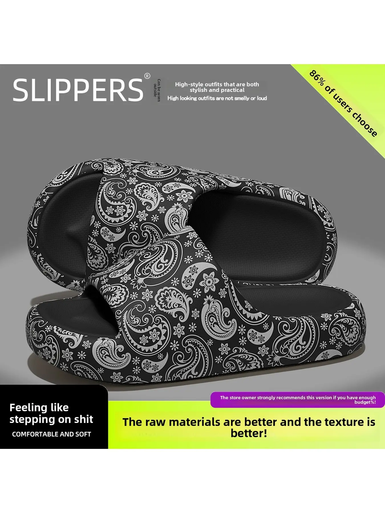 Thick-soled comfortable Indoor slippers for men, summer home use, couple's home use, printed EVA bathroom non-slip sandals for women