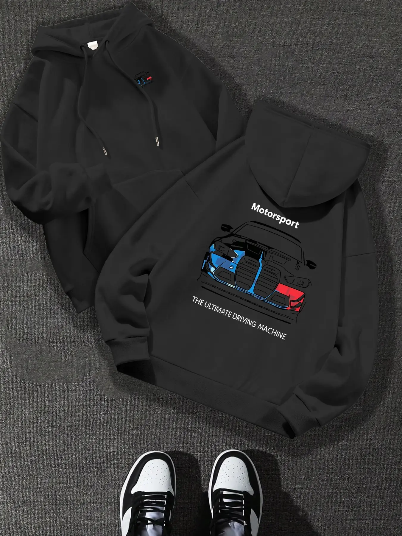 Motorsport Racing Pattern Hoodie, Fan Shirt Hoodie, Unisex Long Sleeve Sweatshirt, Casual Fitted Design, Loose Shoulder Pullover for Car Enthusiasts