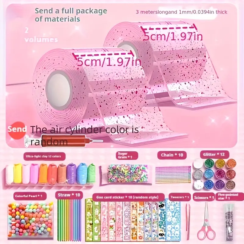 62-piece DIY glitter nano glue set, including two bottles of 3m long nano glue, glitter stickers, sequins, and decals, suitable for birthday parties, carnivals, Valentine's Day, and Easter--does not include feathers, no free gifts included