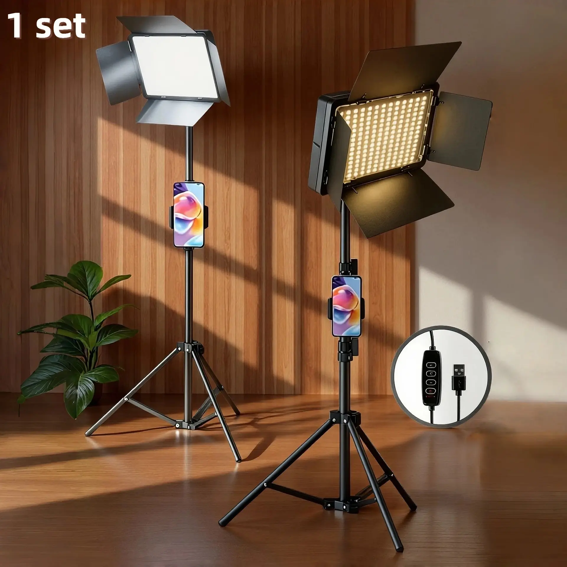 10 Inch LED Square Light with Shade, 43 Inch Flexible Tripod Stand, 10 Brightness Levels, 3 Color Temperatures, Live Streaming Light
