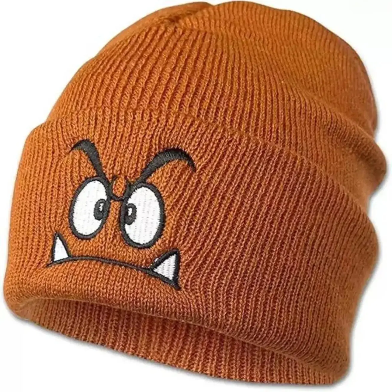 Unisex Cuffed Knit Hat, Wool-Blend Winter Hat with Geometric Angry Face Embroidery - Soft Warm Streetwear for Daily Wear & Commute, Animals, Letters, Casual, Bold Angry Face Embroidery, Beanie