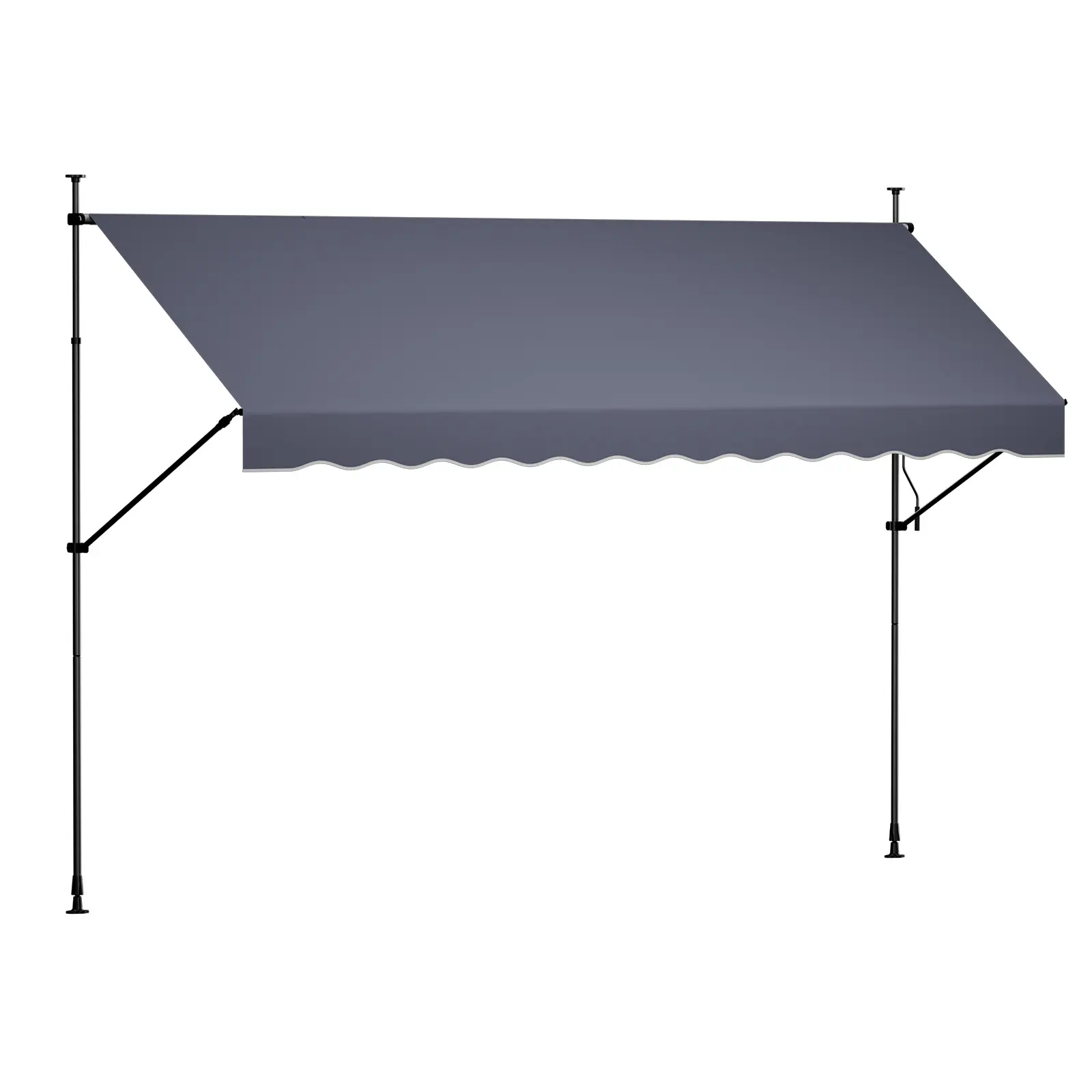 Manual Retractable Awning, 157" Outdoor Retractable Patio Awning Sunshade Shelter, Height Adjustable Patio Door Window Canopy with Manual Crank Handle for Backyard, Garden, Balcony, Dark Gray