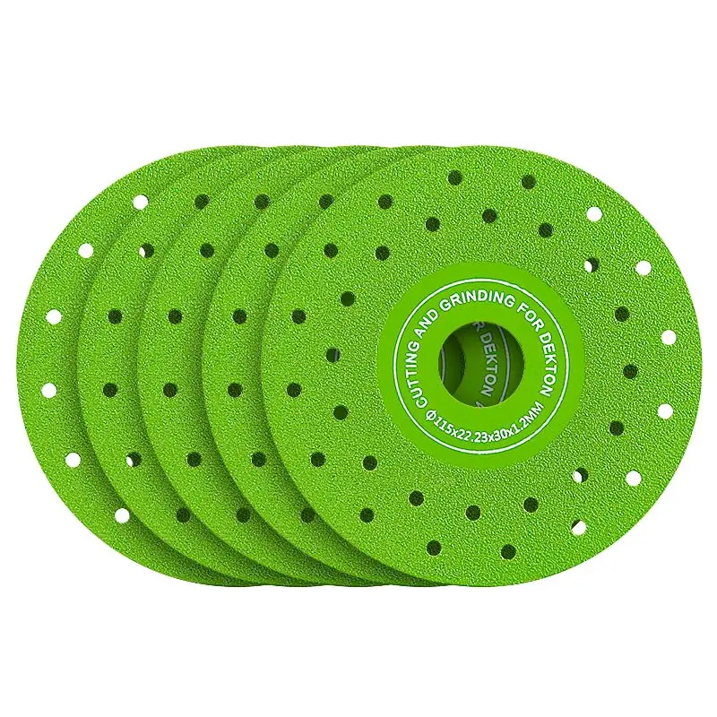 4.5 Inches Ultra-Thin 0.05" Diamond Grinding Disc, Double-Sided Low-Resistance Angle Grinder Attachment (115mm, 22.23mm) for Cutting Tiles, Porcelain, Granite, Marble (5-Pack)