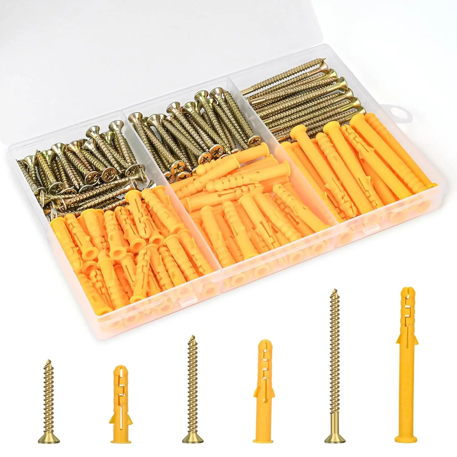 170 count Drywall Anchors Kit, 85 Plastic Anchors and 85 Screws | 3 Size #6 * 30#6 * 40#6 * 60, Wall  Kit for  Picture Frame, Shelf Brackets, Curtain Rod