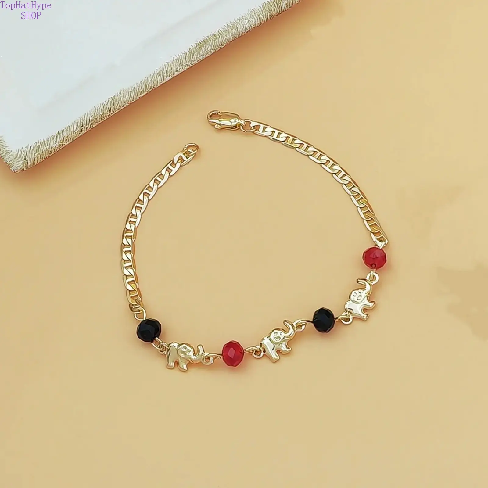 Women's Boho Beaded Bracelets, Multi-Layer Stackable Round Bangles with Elephant Charm, Adjustable Size for Casual Wear