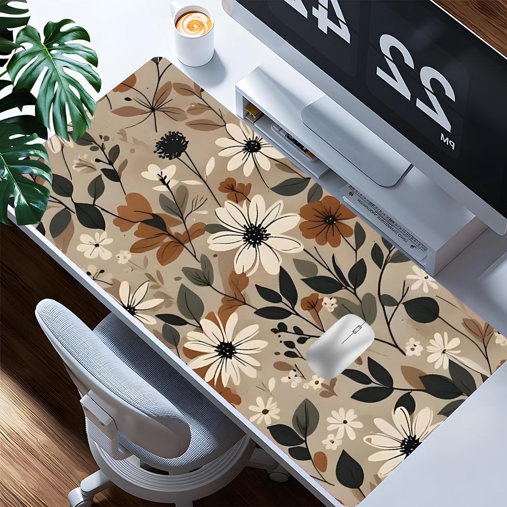 Floral Pattern Mouse Pad, Rectangle Gaming Mouse Pad, Non-slip Rubber Base Mousepad, Office Desk Keyboard Mouse Mat for Home Office Game Room Desk, Desk Accessories