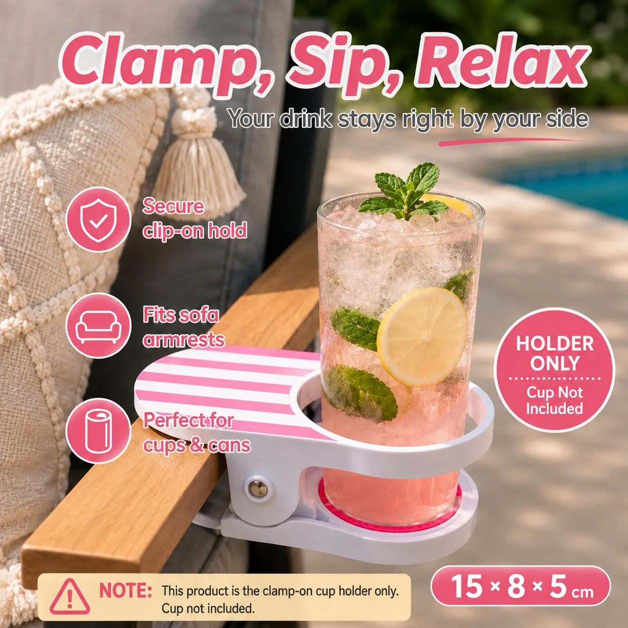 1PC Couch Cup Holder Tray, Sofa Armrest Cup Holder, Chair Drink Holder, Beach Chair Cup Tray, Portable Cup Holder, Camping Chair Accessories, Outdoor Drink Holder, Lazy Sofa Accessories, Furniture Armrest Tray, Universal Beverage Holder, Home Living Room