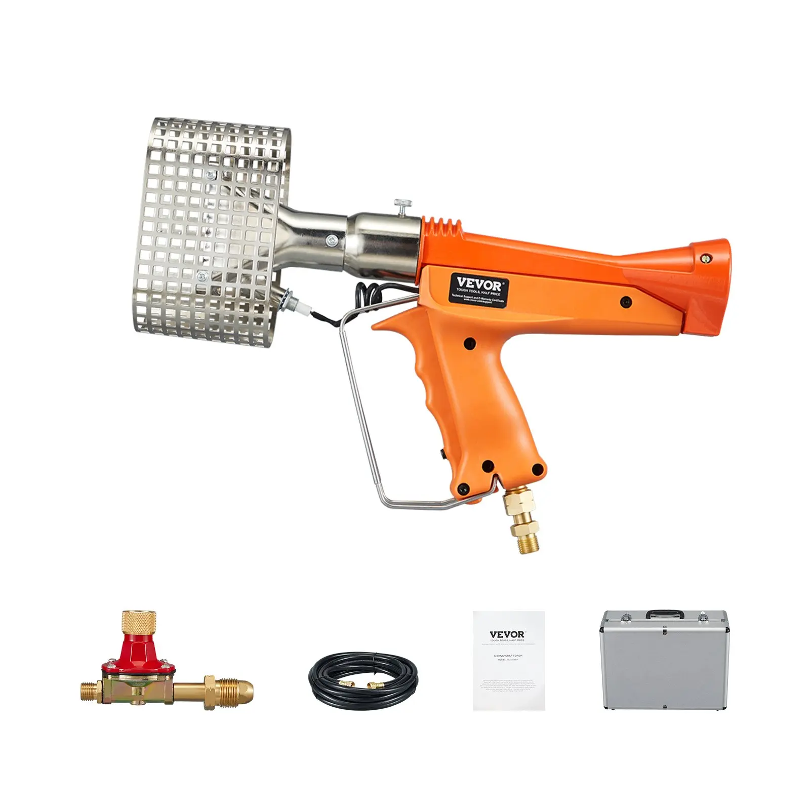 VEVOR Propane Heat Gun, 187660 BTU Max, Adjustable Regulator, 26 FT Hose, Hard Carrying Case, Anti-Burn Design, Efficient Combustion, Ergonomic Grip, High-Quality Stainless Steel Hood, Ideal for Shrink Wrap (PO/PE/PVC), Boat Shrink Wrapping