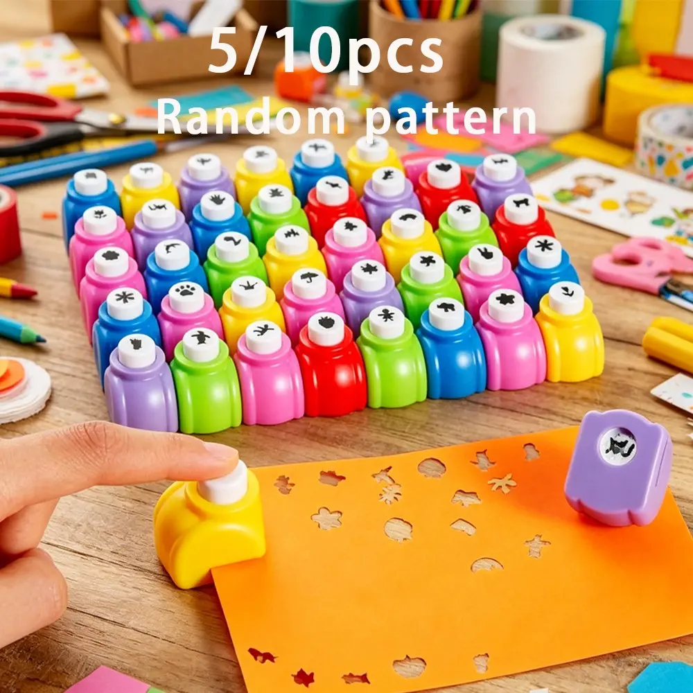 5/10-Piece Mini Portable Craft Punch Set (Random Patterns & Colors) – Creative DIY Punch Tool with Versatile Use for Scrapbooking, Albums, and Journal Decoration; Ideal for DIY Projects, Craft Classes, and Back-to-School Gifts.