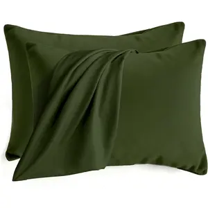 Bedding Pillow Cases Standard Size set of 2 Soft Brushed Microfiber Pillow Cover, Wrinkle-Free, Fade-Resistant, Envelope Closure Pillowcases Valentine Mother's Gift (20x26'',Olive Green)