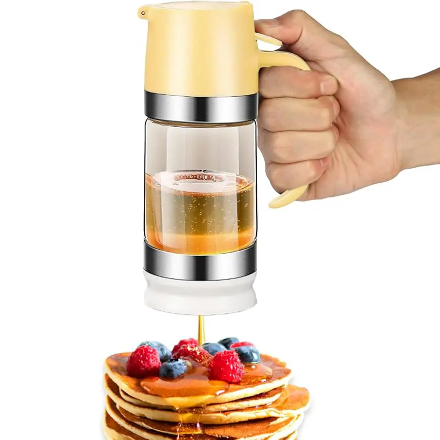 Honey Dispenser No Drip 9oz Honey Pot | 2026 Upgraded Version Glass Honey Jar Pot | Maple Syrup Dispenser | Suitable for Ketchup, Salad Dressing, Condensed, Milk, Coffee Syrup