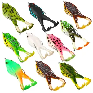 2026 New 3-10pcs Vibrant Topwater Frog Fishing Lures - Silicone Floating Bait with Double Propeller Legs, Lead-Free, 3.5in/13g Multi-Jointed Realistic Tackle for Bass, Snakehead