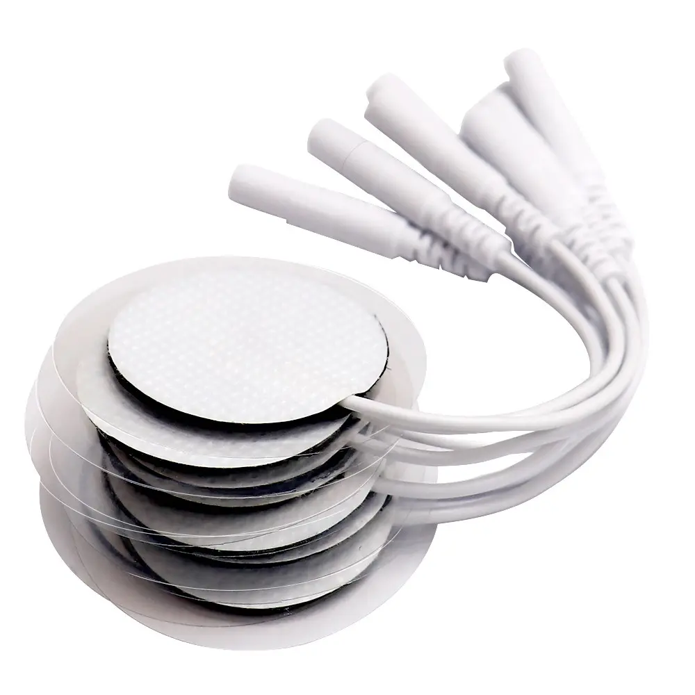 Universal Electrode Pads for TENS/EMS Muscle Stimulator,3cm round Self-Adhesive Conductive Gel Pads,Reusable,2mm Pin Connector,Latex-Free,Hypoallergenic,for Pain Relief,Muscle Recovery,Acupuncture Therapy & Massage
