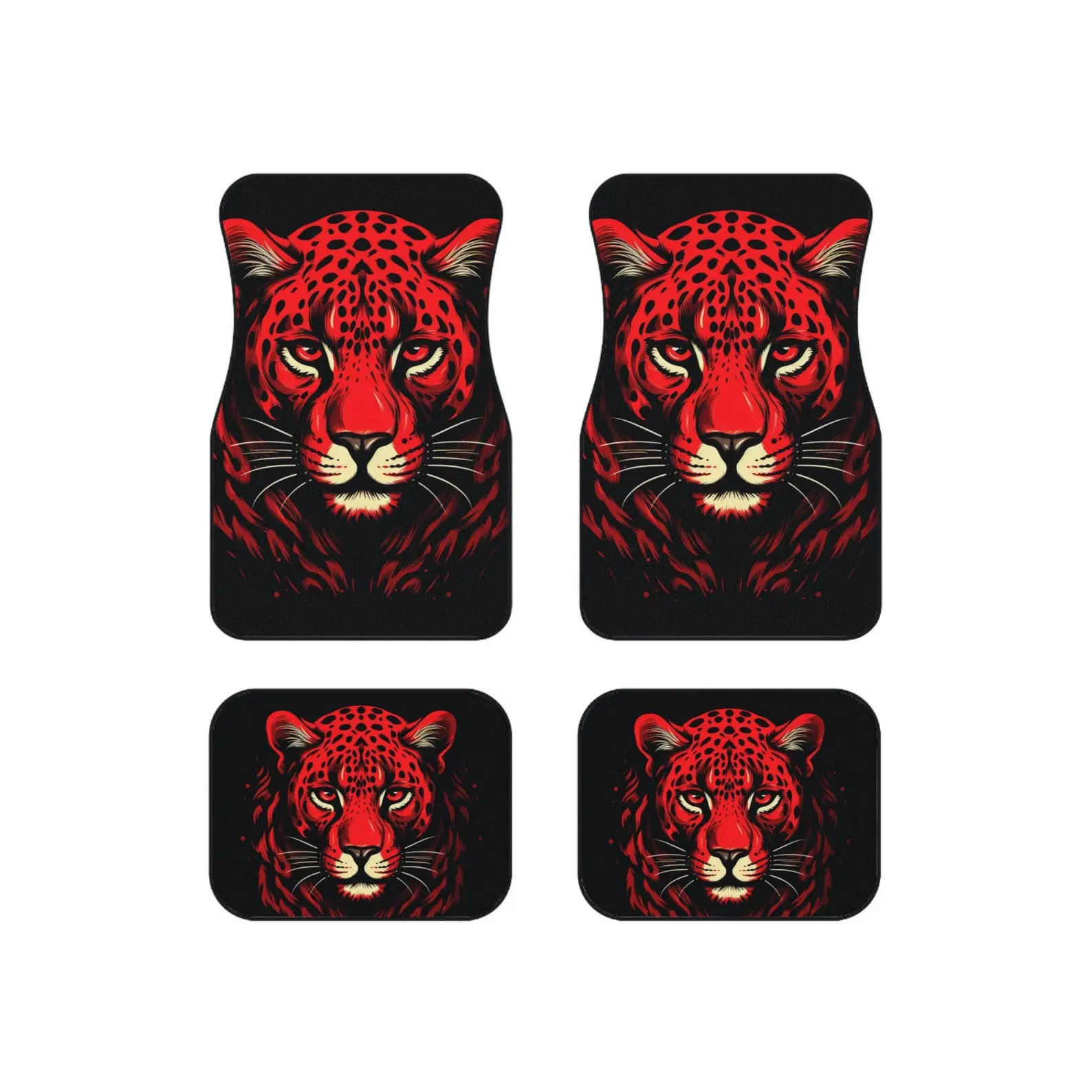 Red Jaguar Car Floor Mat (4-piece set) Comfortable and stylish car interior decoration, easy to clean and practical for all models Car Mats