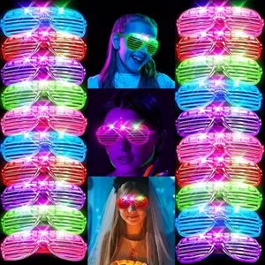 24 Pack LED Glasses, Glow in the Dark Party Supplies, 5 Neon Colors with 3 Flashing Modes, Glow in the Dark Sunglasses Toys Bulk, Neon Party Favors for Kids/Adult Birthday Halloween Holidayfidget toys