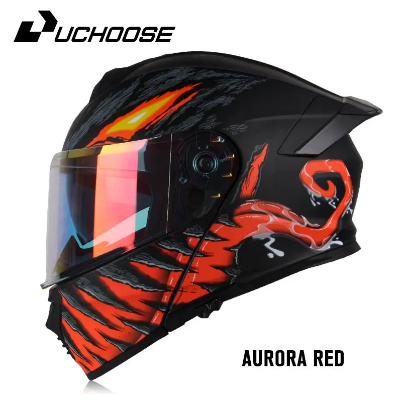 Dot Motorcycle Helmet Full Face, Street Racing Helmet with Smoke Tea Tinted Visor, Flip-Up Design, Lightweight Safety Helmet for Men Women, Motorcycle Biker Helmet