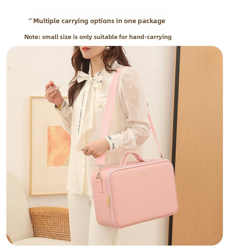 Internet Celebrity LED Makeup Case with Light and Mirror, Portable LED Makeup Bag with Large Capacity, Multifunctional Cosmetic Storage Organizer for Travel and Daily Use, Adjustable Light Makeup Box