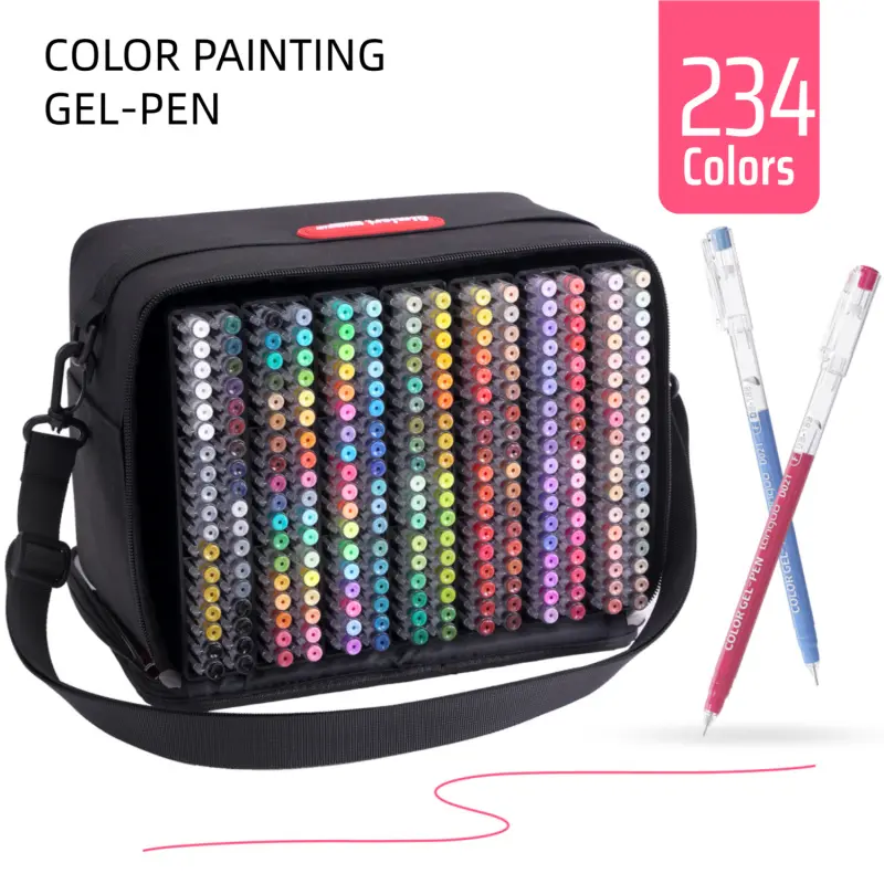 234 Colors Painting Gel Pen Set, Professional Color System, 252Pack Backpack, 0.6mm Needle Tip, Rich Color Large Capacity Ink Pens, Writing Tool, Art Supplies For Diary, Card, DIY, Coloring