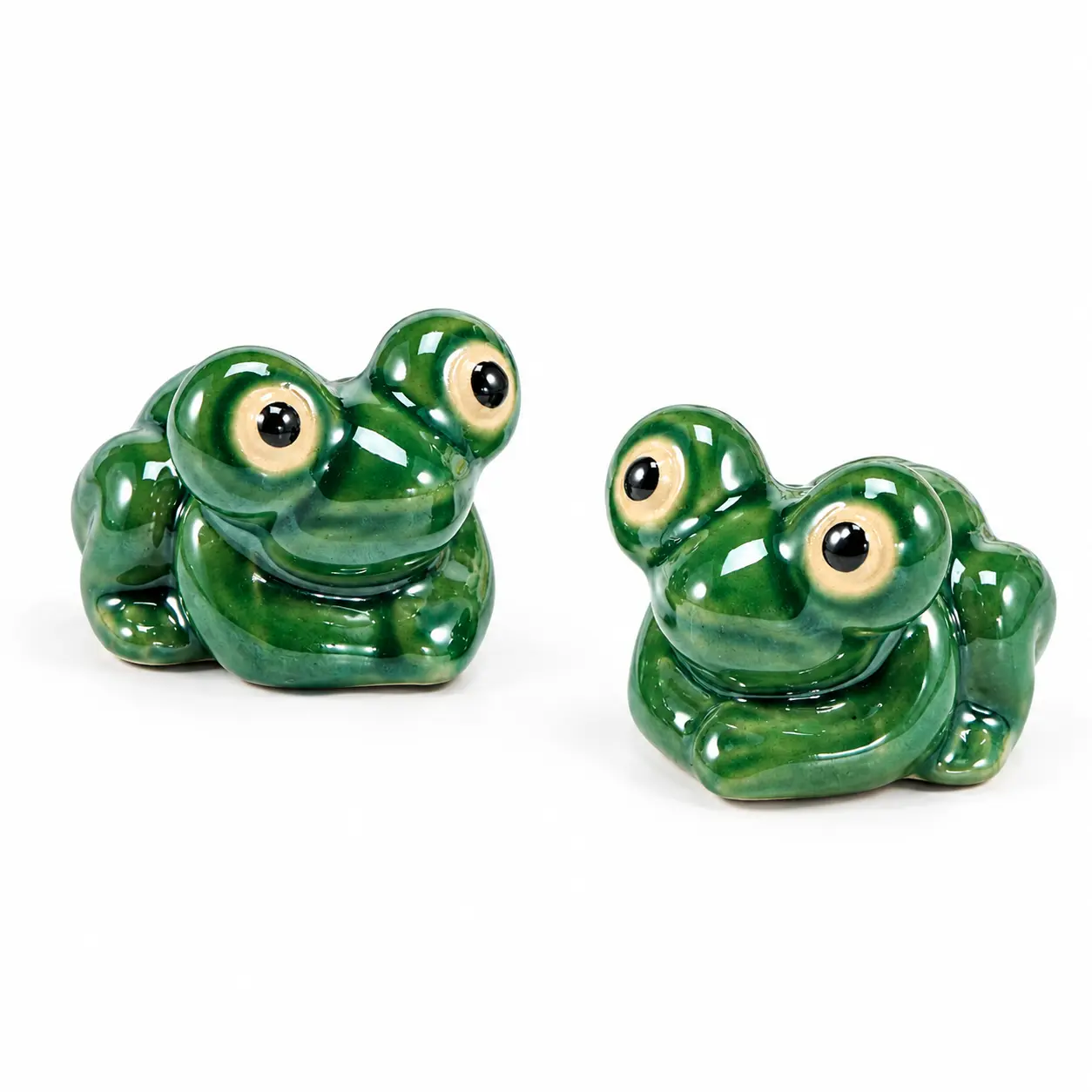 2-Pack Cute Big Eye Frog Shiwan Ceramic Figurines, Bonsai Fish Tank Decor, Rockery Ornament Accessory, 6x4x4.5cm, ceramic frog figurine, cute frog decor, aquarium decor, fish tank ornament, bonsai decor, fairy garden accessory sohochic