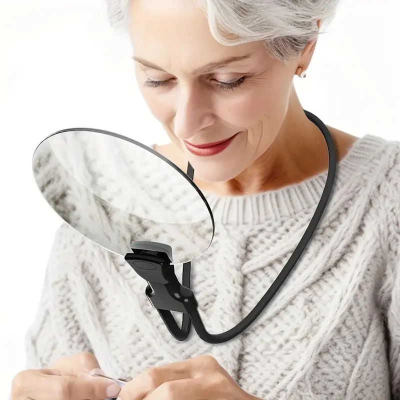 5X Magnifying Glass with 5.12in Diameter Magnifying Lens, Portable Magnifying Glass, Convenient Hands-free Magnifying Glass for Reading, Adjustable Magnifier with Stand Neckwear for Seniors