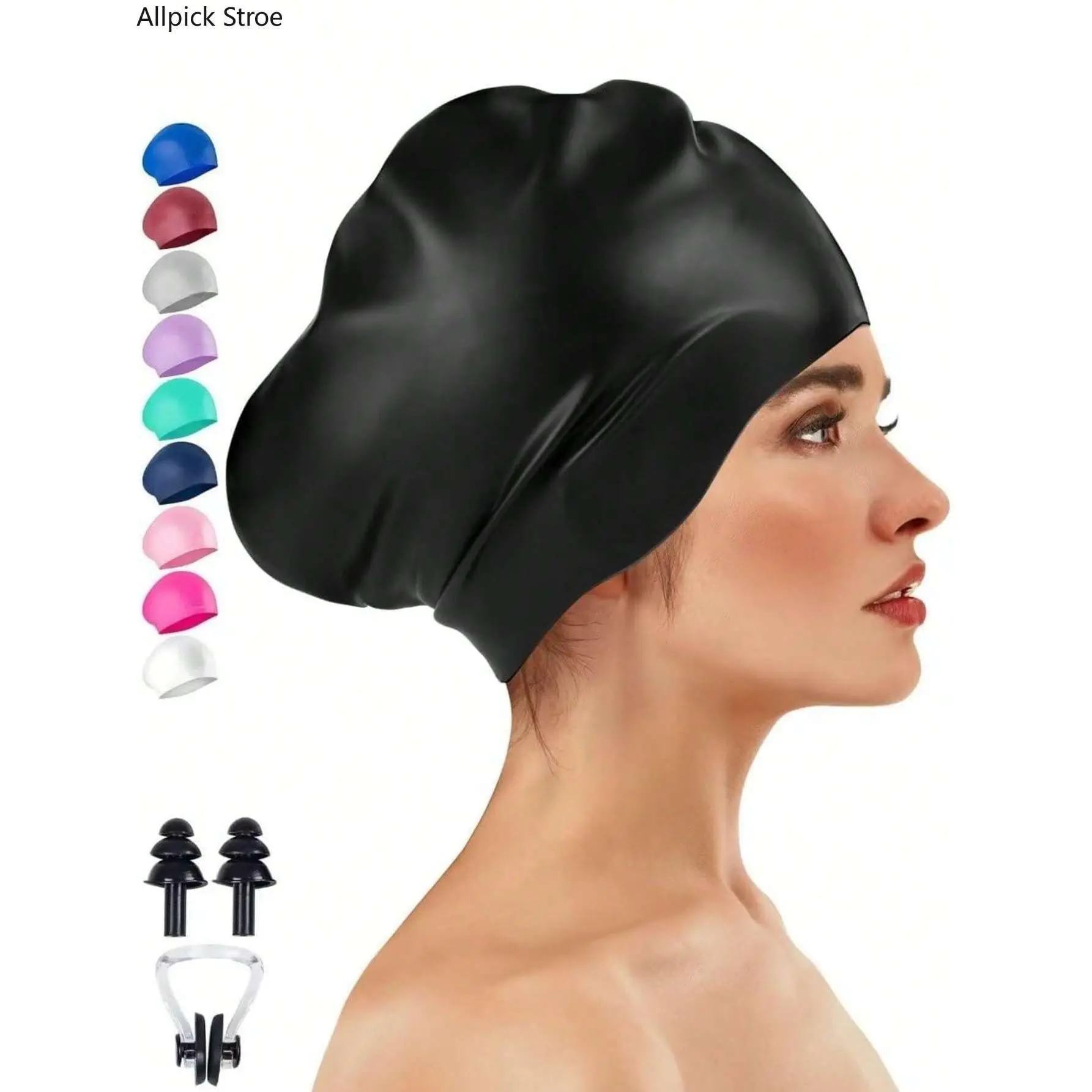 Extra Large Silicone Swim Cap for Women & Men, Long Hair Swimming Cap for Thick Curly Hair, Braids, Dreadlocks & Afros, Comfortable Waterproof Pool Cap for Swim Training, Beach Trips & Water Sports