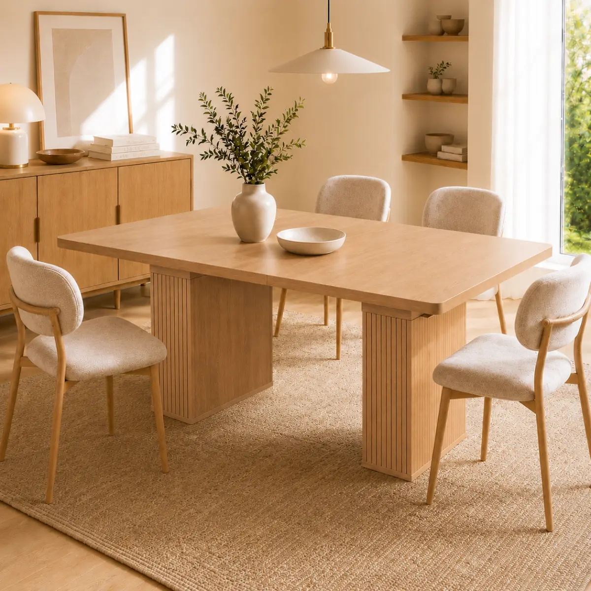 AobtkelExpandable dining table with storage Modern minimalist dining table for 6-10 people