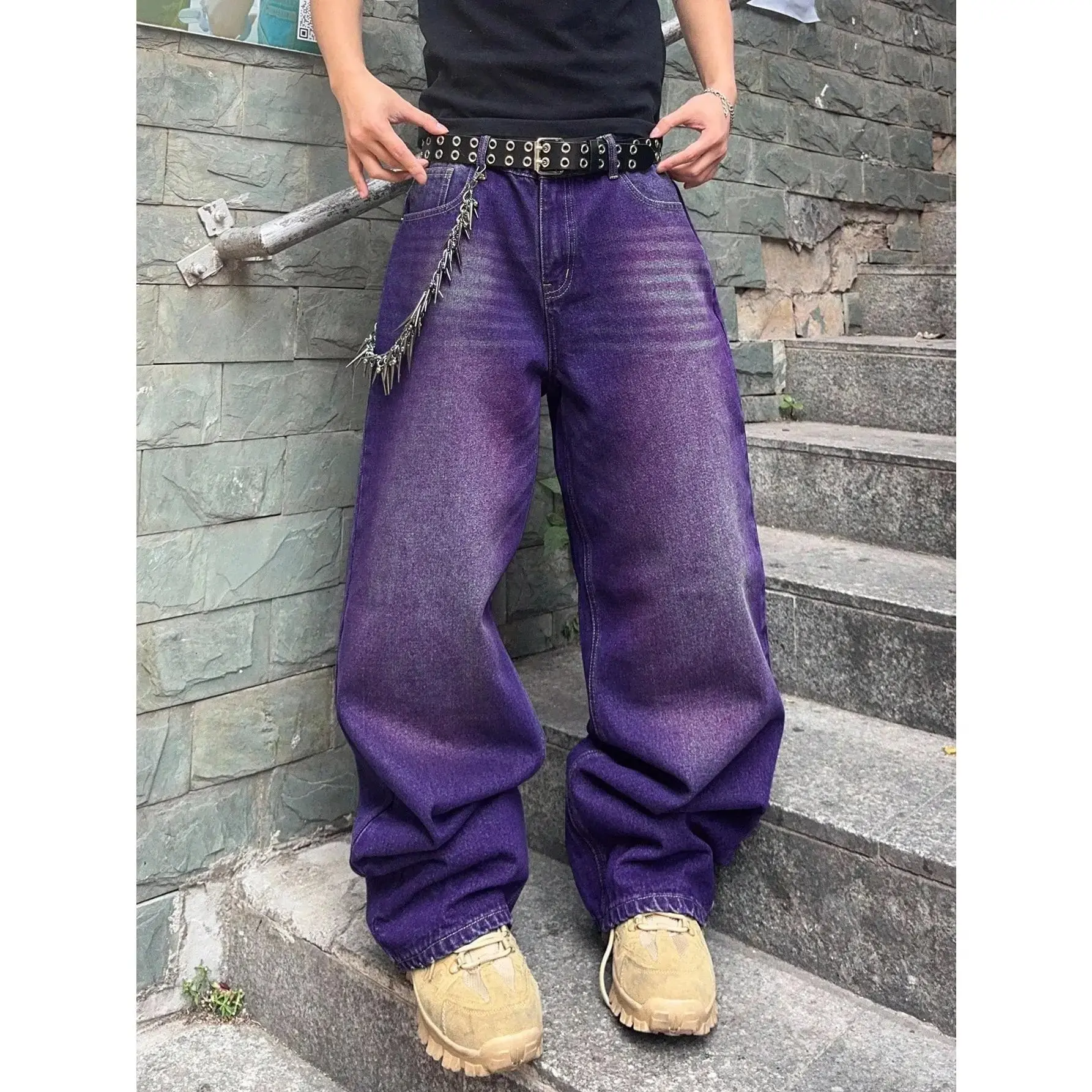 Men's Wide Leg Jeans In Bold Purple Denim For Unique Streetwear Looks Y2k Jeans Baggy Jeans