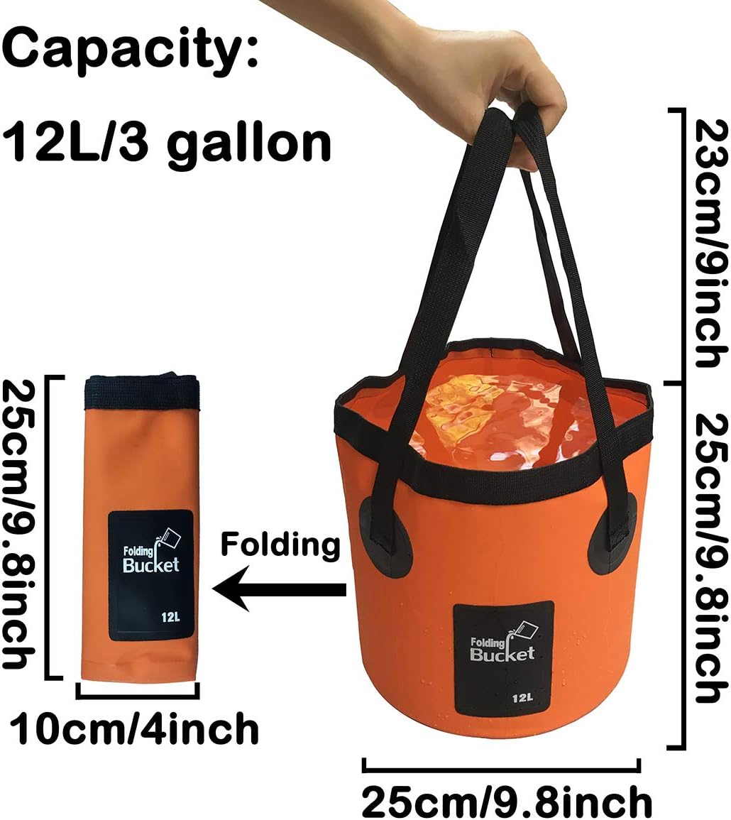 12L/20L Portable Folding Water Storage Bucket, Collapsible Water Container, Durable PVC Water Bucket with Handle, Suitable for Camping Tools, Fishing, Travel, Road Trip Essentials & Outdoor Gardening