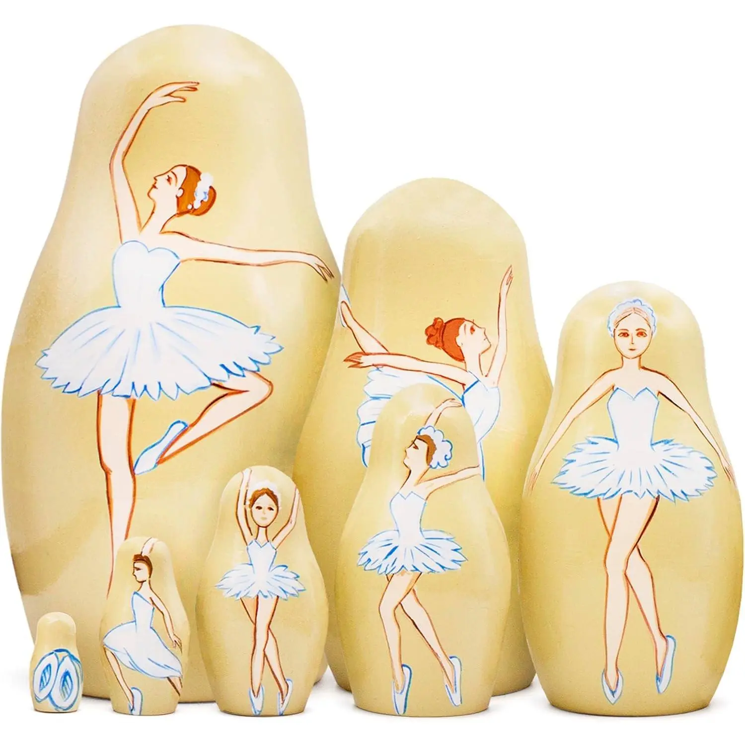 7 Pcs Bolshoi Ballet Russian Nesting Dolls Set - Wooden Ballerina Matryoshka Doll, Ballet Decor Gifts for Ballerina Lovers Russian Dolls