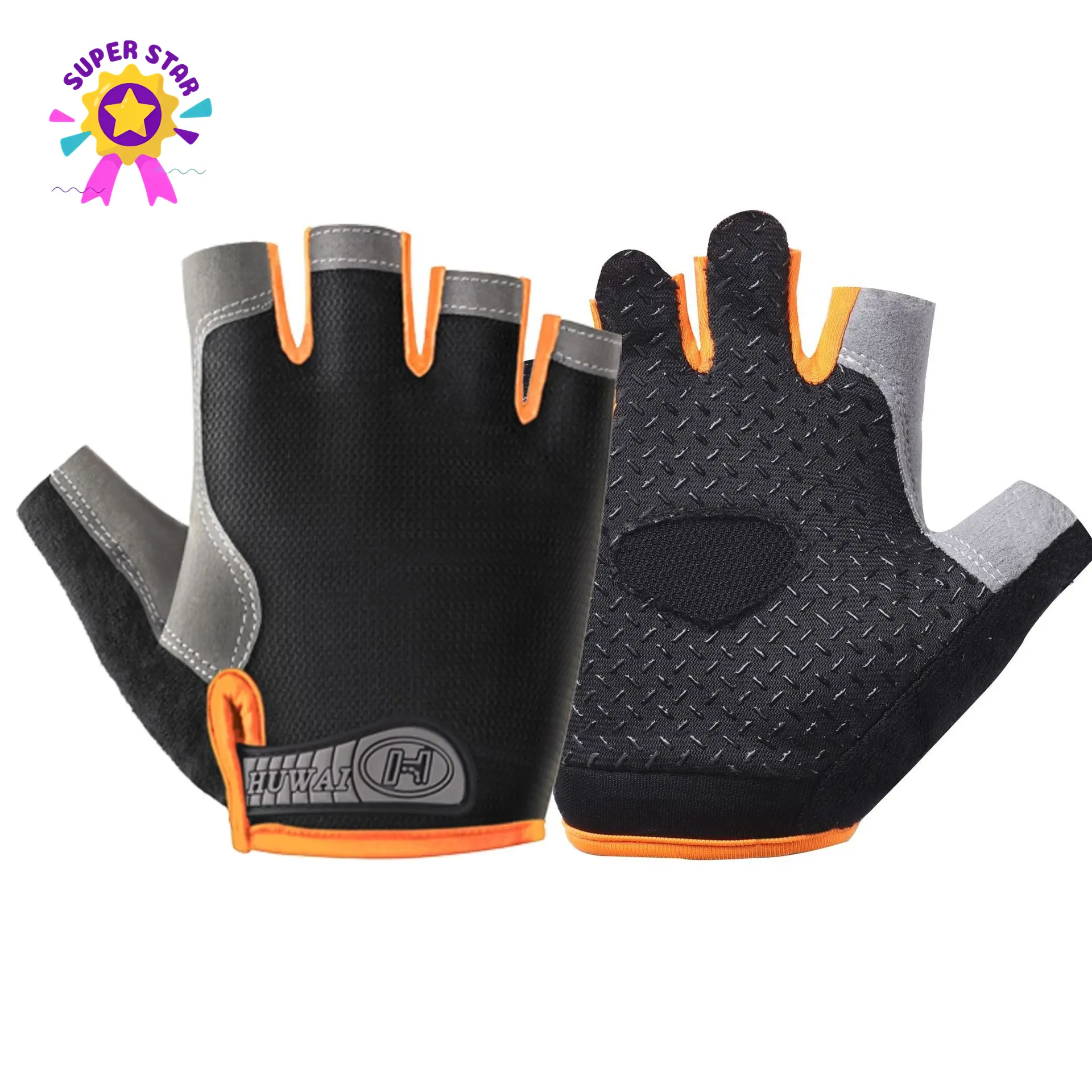New Sports Gloves Half Finger For Men Women Outdoor Cycling Gym Workout Fitness Breathable Gloves For Running Bike Driving Daily Wear Soft Thin Gifts Black Grey Orange Bike Gloves Gym Mittens