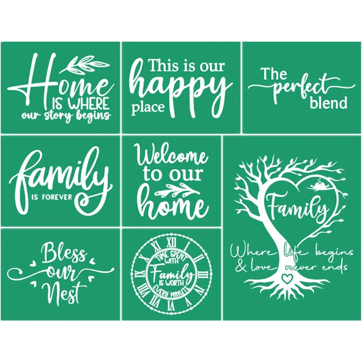 Family Silk Screen Stencils  Adhesive Stencil Family Sentiments Welcome   Stencils for Painting   Sign Canvas Fabric, Art Craft  Stencil 8.5x11“