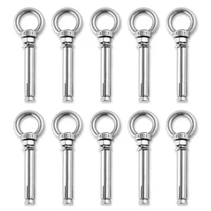 Shoulder Eye Bolts, Heavy Duty Eyebolts Stainless Steel Wall Concrete Anchors Screw Expansion Bolts with Nuts Eye Hooks Fastener  Ceiling Concrete Masonry