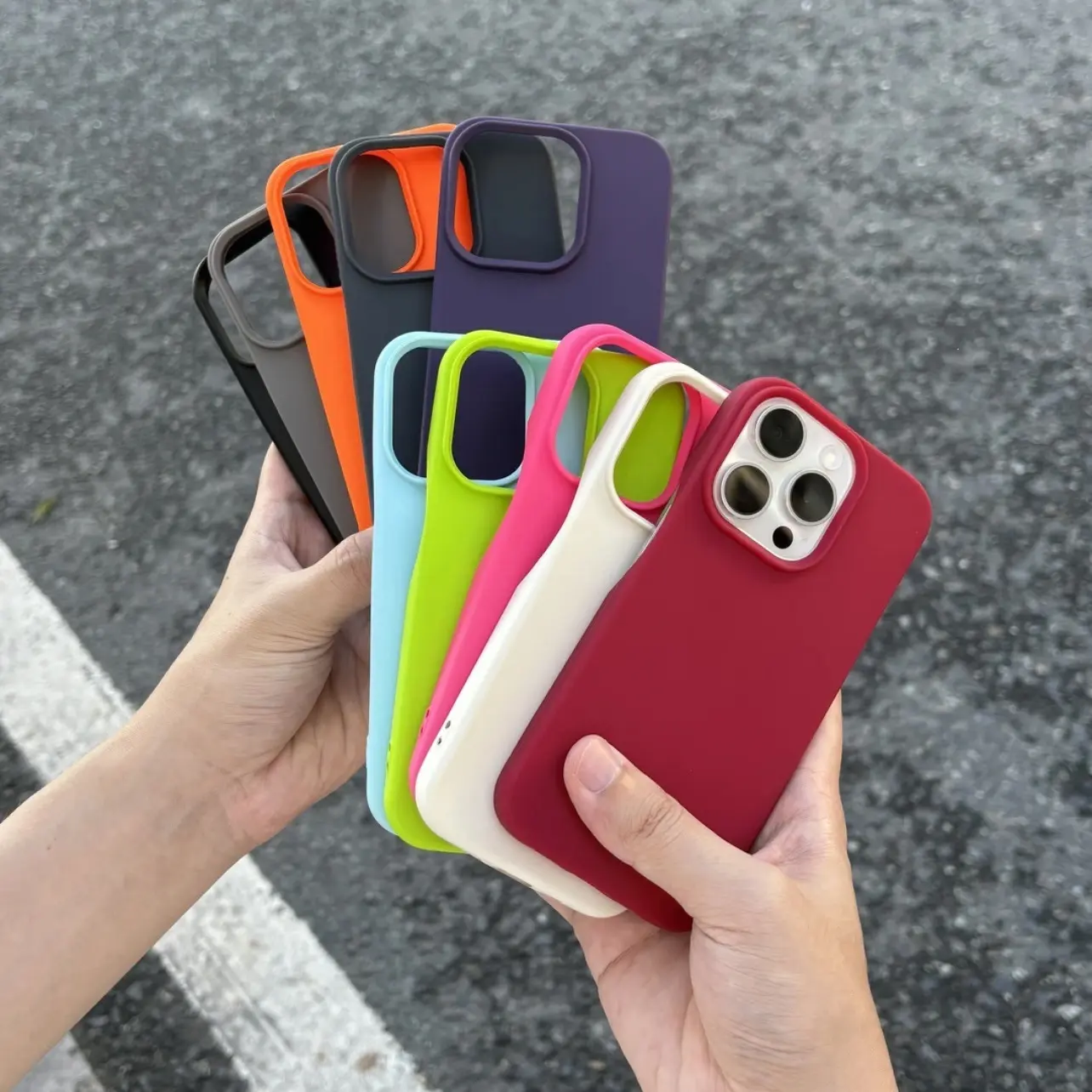 Silicone Smartphone Protector Casing for iPhone 14/15/16/17 Pro - Smartphone Accessories, Half-Wrap, Ultra Slim, Solid Matte Skin-Feel, Shockproof Protection, Wireless-Compatible, Assorted Vivid Colors